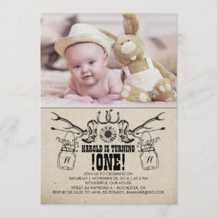 País y Rústica Invitación a la foto por cumpleaños