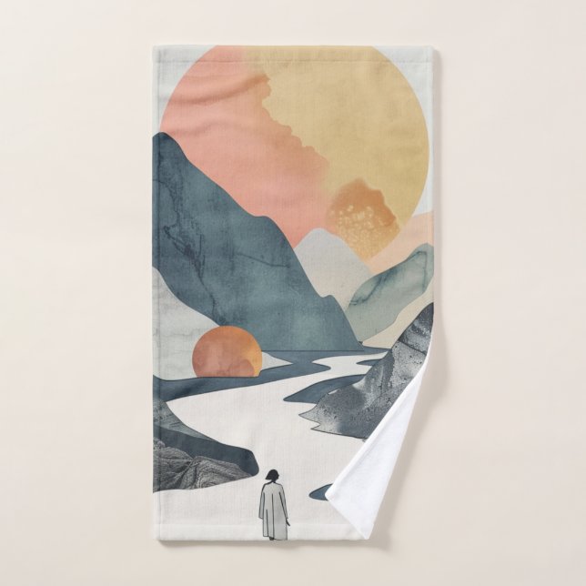 Paisaje abstracto de Boho (2) (Toalla de mano)