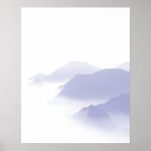 Paisaje abstracto de montañas arte malva blanco