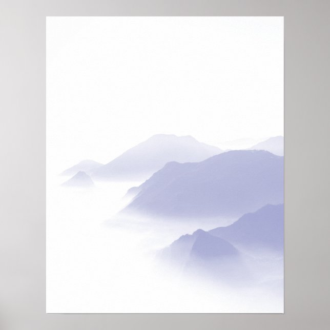 Paisaje abstracto de montañas arte malva blanco (Frente)