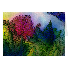 Paisaje abstracto en acuarelas - salida del sol de