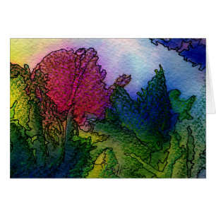 Paisaje abstracto en acuarelas - salida del sol de