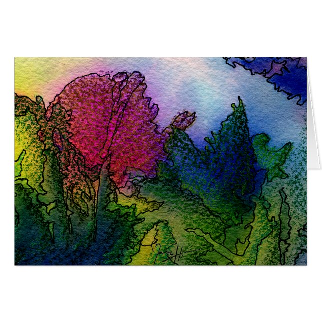 Paisaje abstracto en acuarelas - salida del sol de (Anverso (Horizontal))