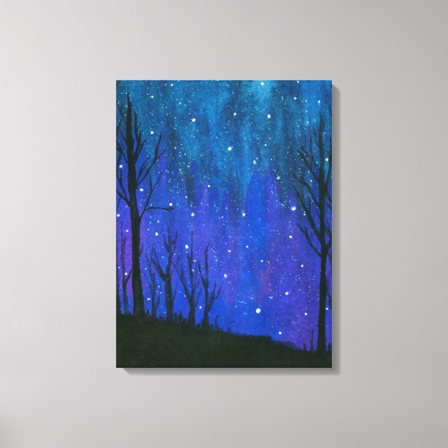 Paisaje acuarela Arte Noche Cielo Universo (Anverso)