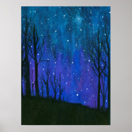 Paisaje acuarela Arte Noche Cielo Universo