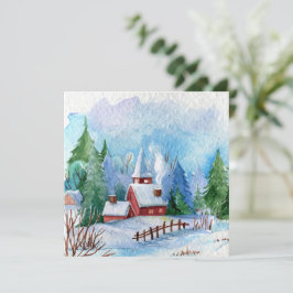 Paisaje Acuarela Invernal Acogedor