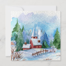 Paisaje Acuarela Invernal Acogedor