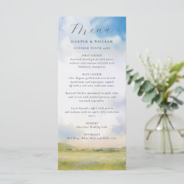 Paisaje acuático con menú boda de nubes