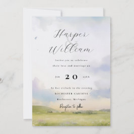 Paisaje acuático e invitación a la boda de nubes