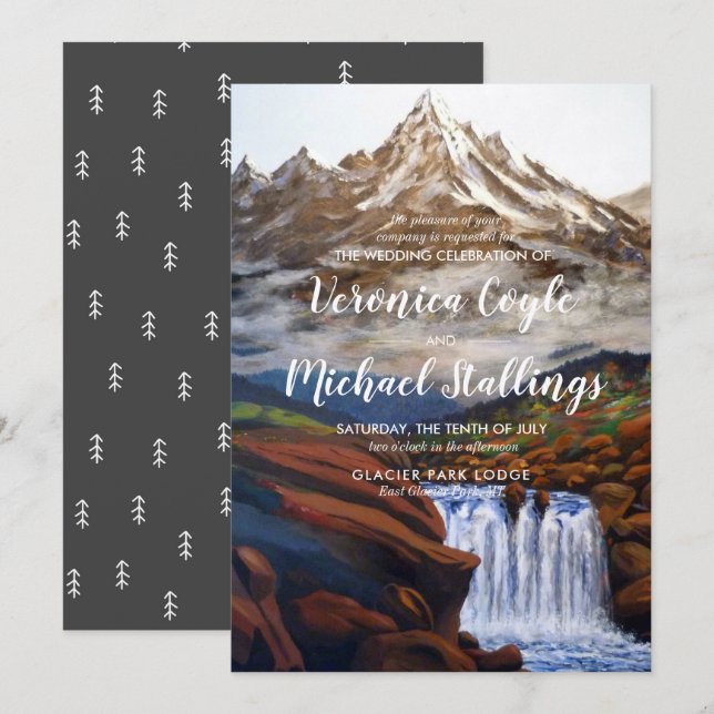 Paisaje acuático Invitación a la boda de Montana (Anverso / Reverso)