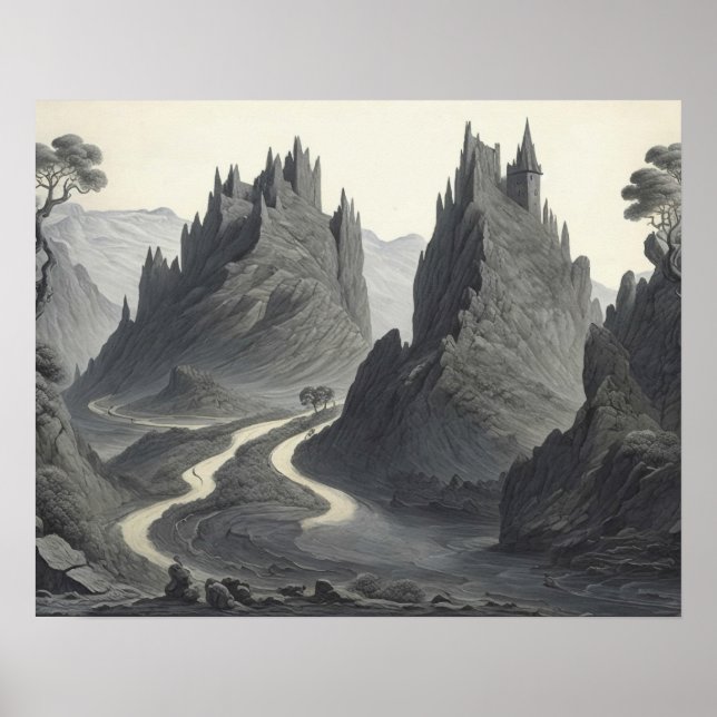 Paisaje artístico medieval Pintura de arte digital (Frente)