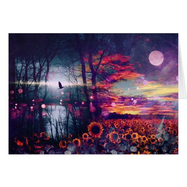 Paisaje bonito de la fantasía del girasol (Anverso (Horizontal))