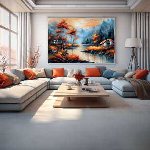 Paisaje Cerca Del Poster De Arte Moderno Del Lago
