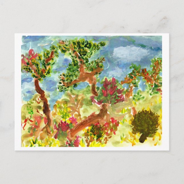 Paisaje con árboles silvestres #1 postal (Anverso)