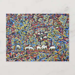 Paisaje con tarjeta postal de ovejas