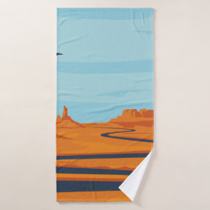 paisaje con valle desierto, montañas, w oscuro