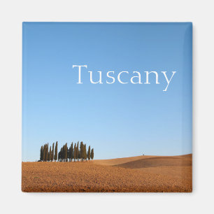 Paisaje cuadrado de Toscana con el imán del texto