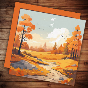 Paisaje de acuarela de otoño