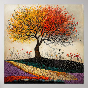 Paisaje de árbol colorido Arte mural de naturaleza