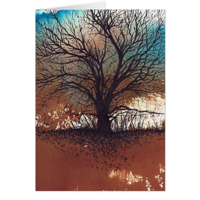 Paisaje de árboles entrelazados con acuarela Arte  (Frente)