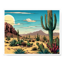 Paisaje de arte gráfico Desert Butte Mesa