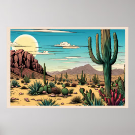 Paisaje de arte gráfico Desert Butte Mesa