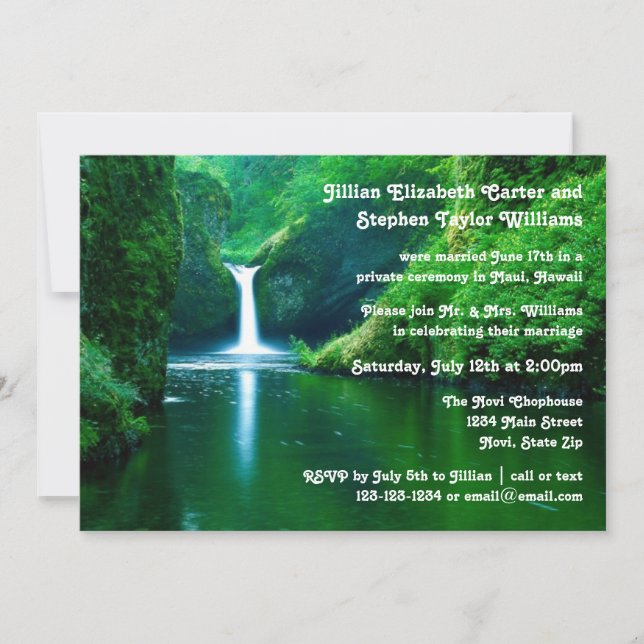 Paisaje de cascada Foto - Invitación Boda (Anverso)