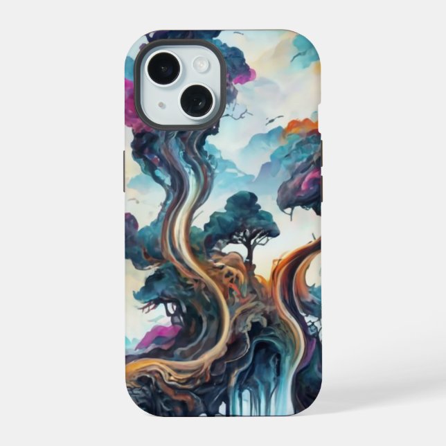 Paisaje de color de agua paisaje caso de teléfono (Reverso )