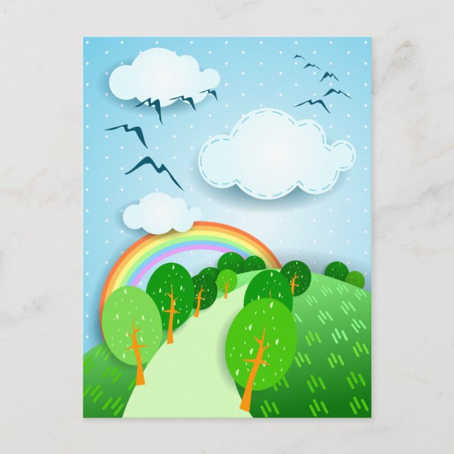 Paisaje de fantasía, postal (Anverso)