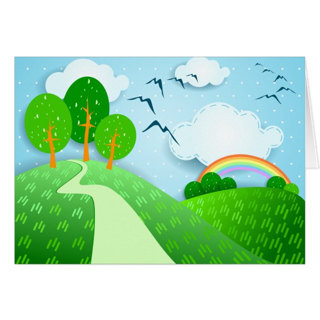 Paisaje de fantasía, tarjeta (Anverso (Horizontal))