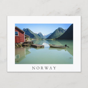 Paisaje de fiordo en Noruega postal de texto blanc