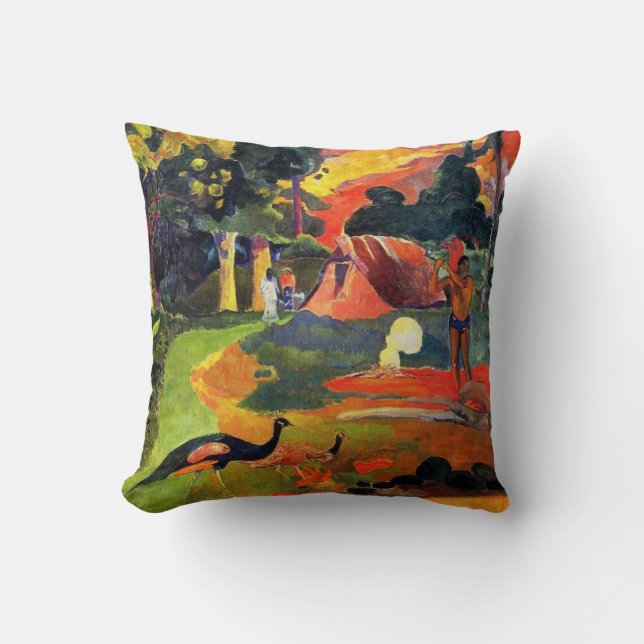 Paisaje de Gauguin con almohada de Peacocks (Anverso)