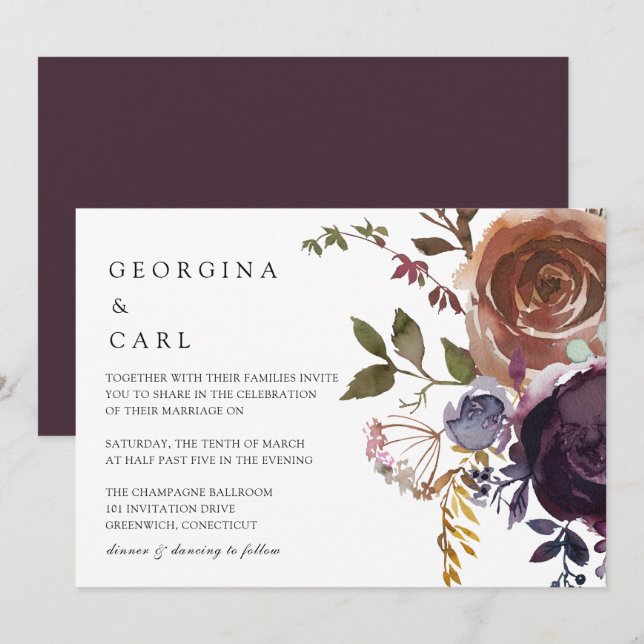 Paisaje de invitación a la boda de maritero y ciru (Anverso / Reverso)