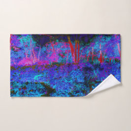 Paisaje de jardín impresionista de azul oscuro y r