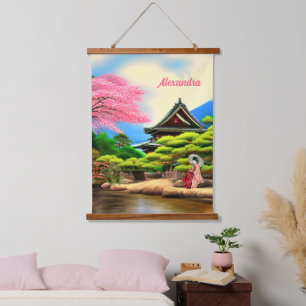 Paisaje de jardín japonés tapiz colgante