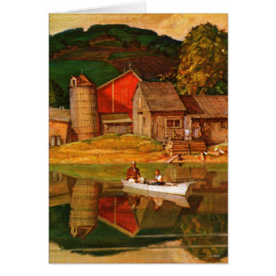 Paisaje de la charca de la granja por la aguamiel