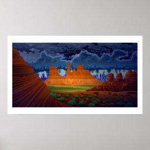 Paisaje de la escena del desierto en arte poster n