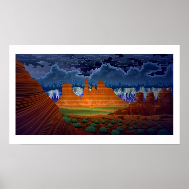 Paisaje de la escena del desierto en arte poster n (Frente)
