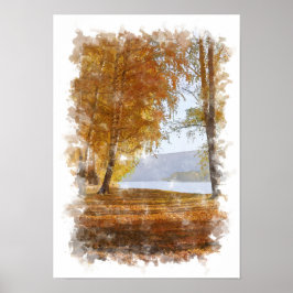 Paisaje de la Naturaleza Otoñal - Póster Acuarela