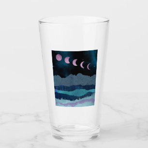 Paisaje de las fases rosadas de la luna