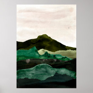 Paisaje de montaña abstracto acuarela. Arte modern