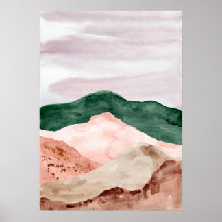 Paisaje de montaña abstracto acuarela. Arte modern