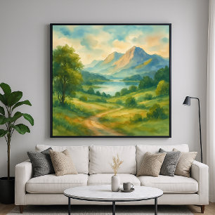 Paisaje de montaña - Arte de estilo de pintura acu
