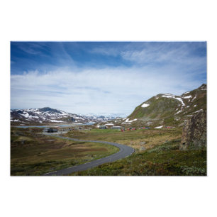 Paisaje de montaña en Noruega foto impresa