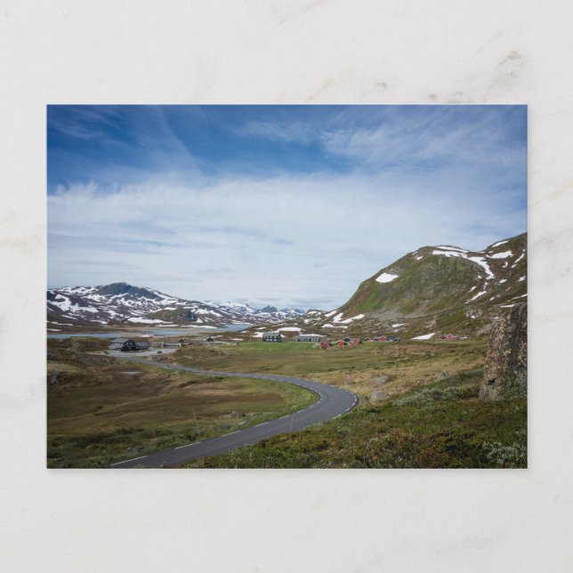 Paisaje de montaña en postal de Noruega (Anverso)