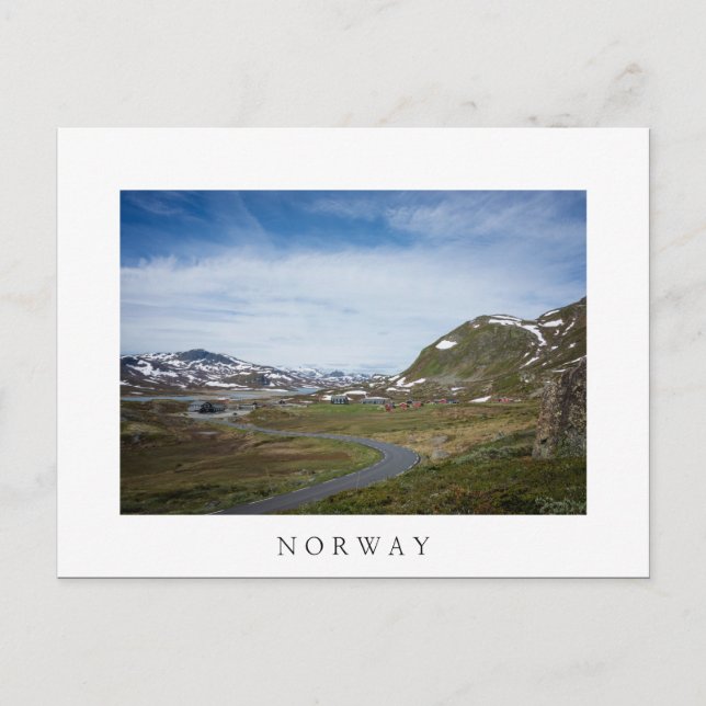 Paisaje de montaña en postal de texto blanco en No (Anverso)