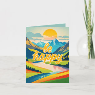 Paisaje de montaña retro "Be Happy"