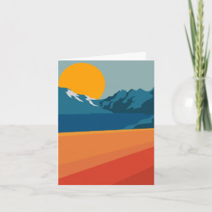 Paisaje de montaña Retro Naranja Azul