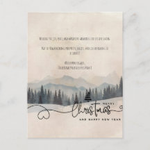 Paisaje de Navidad con nieve en acuarela minimalis