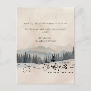 Paisaje de Navidad con nieve en acuarela minimalis